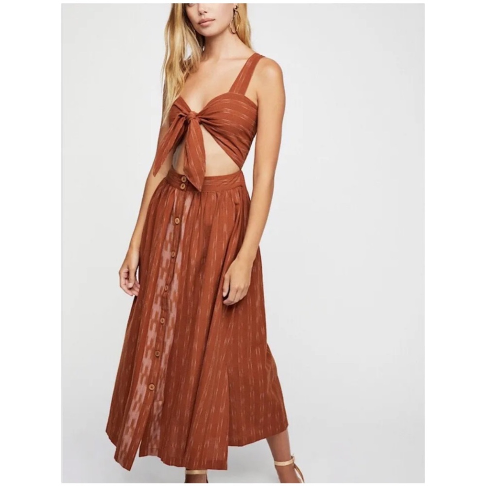 NWT • Free People • Caldasi Midi Dress in Bronze